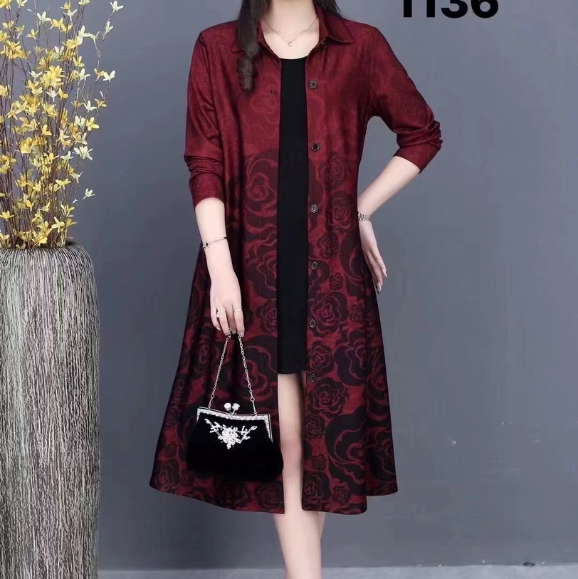 Fashion trend Casual comfortable temperament elegant lady dress purple