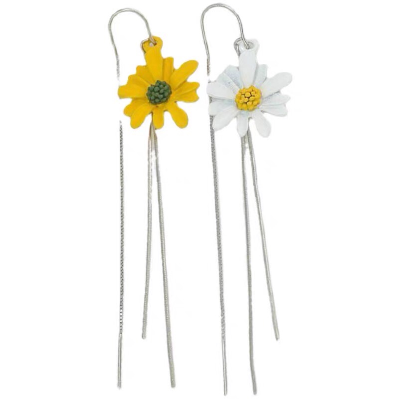 Super fairy flower earrings 2021 new fashion South Korean temperament network red summer long fringe ear line thumbnail