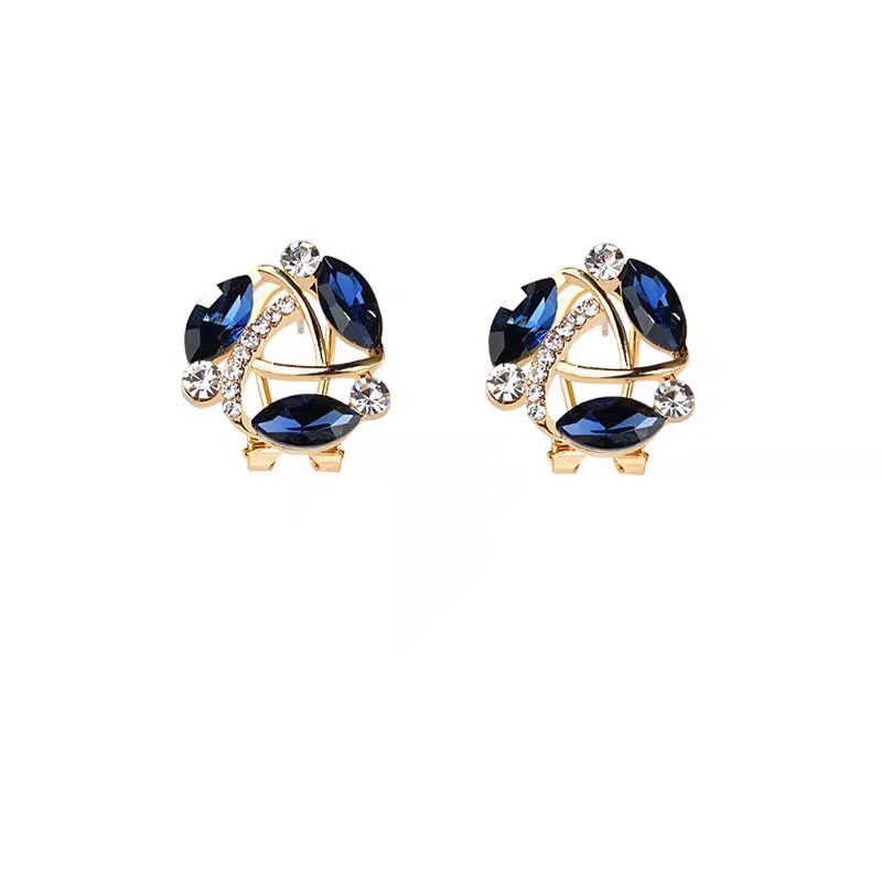 Blue crystal stud earrings new fashion network red foreign style simple light luxury hollow earrings senior female thumbnail