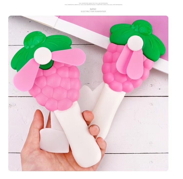 New Grape hand-pressing fan, hand-pressing mini fan, cartoon fan details Picture