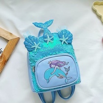 Children's backpack girl Cute hour still girl Cartoon out tide Princess Mermaid little schoolbag toddler girl