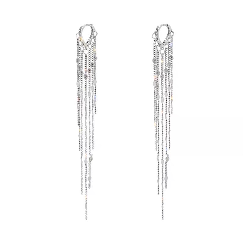 2021 fashion foreign earrings new long multi-tassel earrings temperament cold wind heart-shaped ear buckle thumbnail
