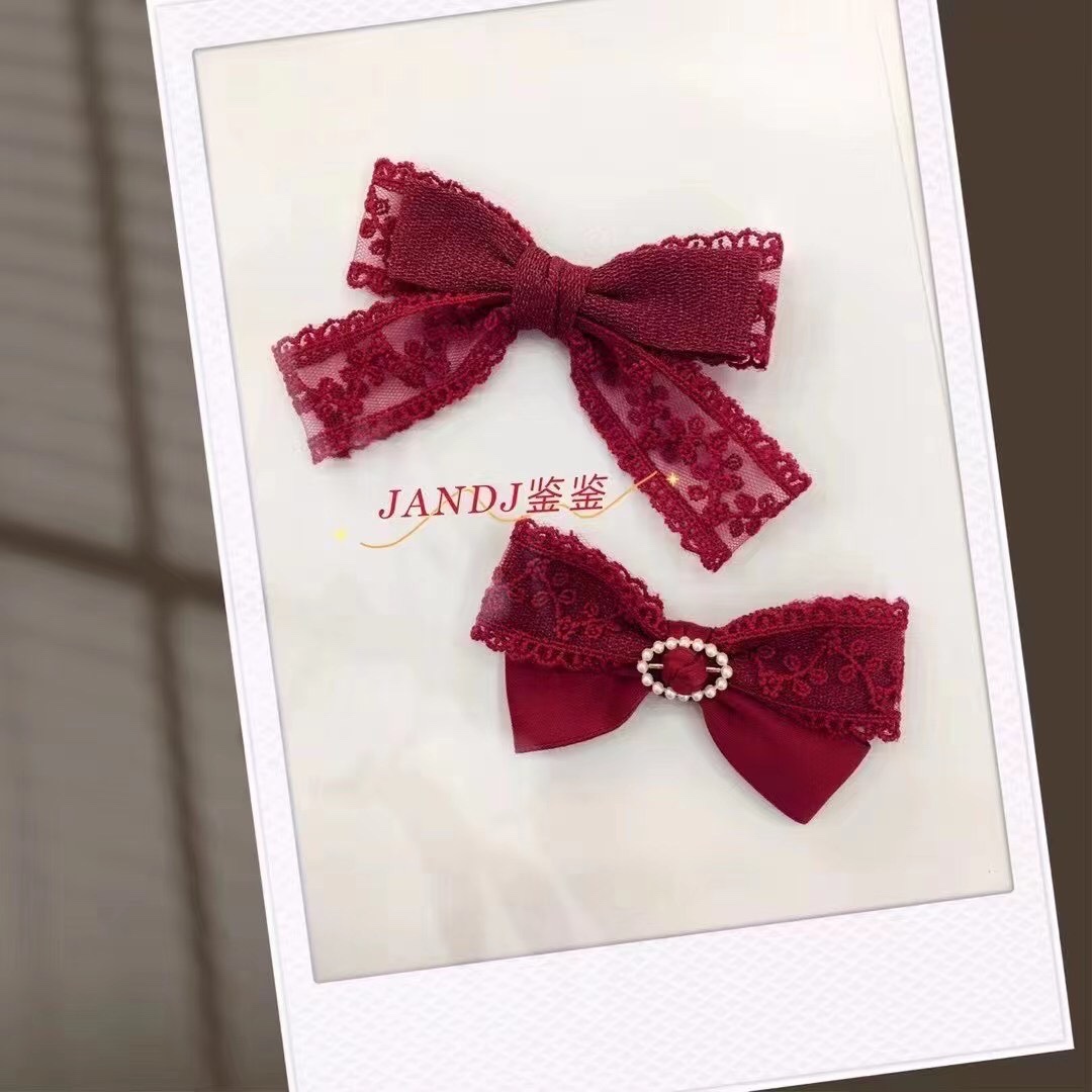 2021 Red Lace Cutout With Pearl Bow