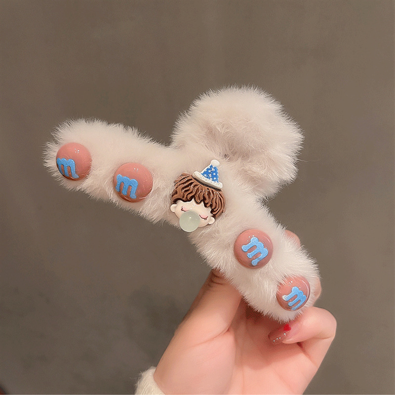Nueva caricatura de peluche bubble boy big grip korea east big cabeza plato horquilla tiburón clip de pelo details Picture