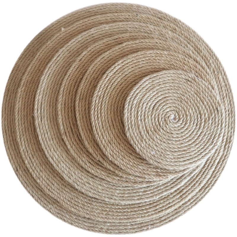Hemp rope circular wall decoration, hanging decoration, wooden handcrafted round wood pieces, hemp rope round