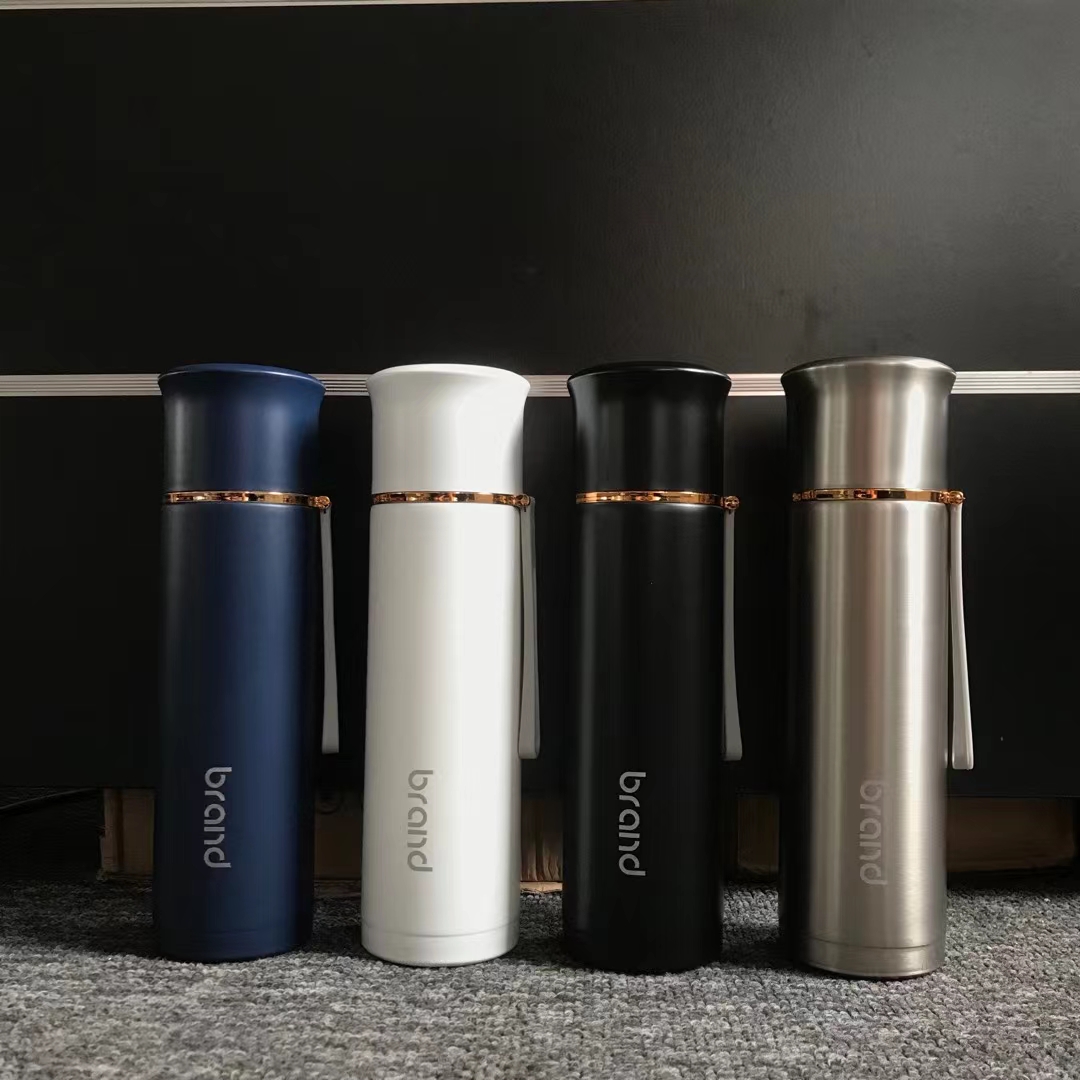 带盖带杯子可喝水不锈钢保温杯男士女高档时尚办公室泡茶日式简约