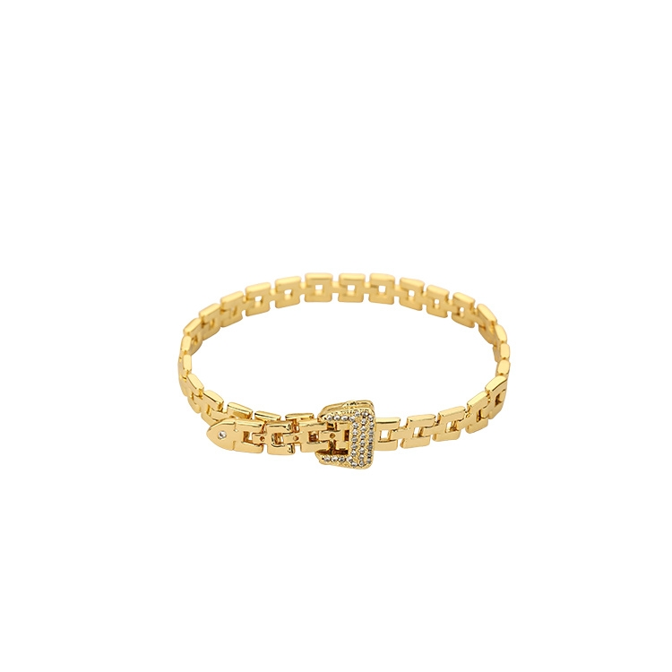 Light luxury senior sense bracelet female personality niche design sense zircon chain bracelet new exaggerated ins style jewelry belt buckle bracelet 92