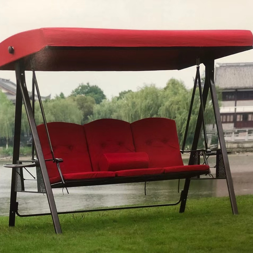 JHA-181 (Three-seater Leisure swing with red top fabric and red seat cushion