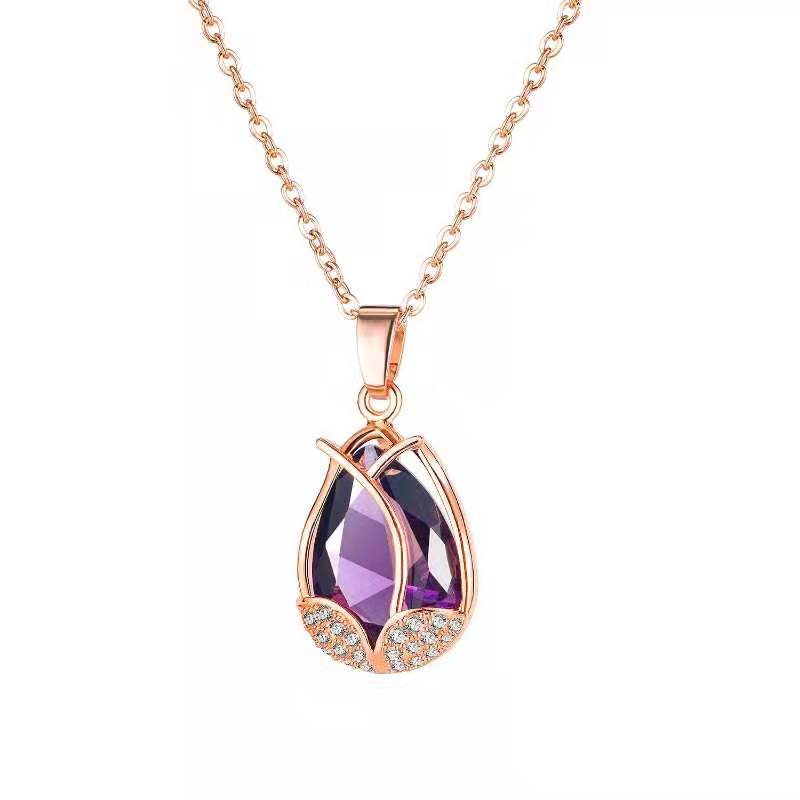 Chenglong Jewelry Titanium Steel Tulip Necklace, non-fading C0883-30