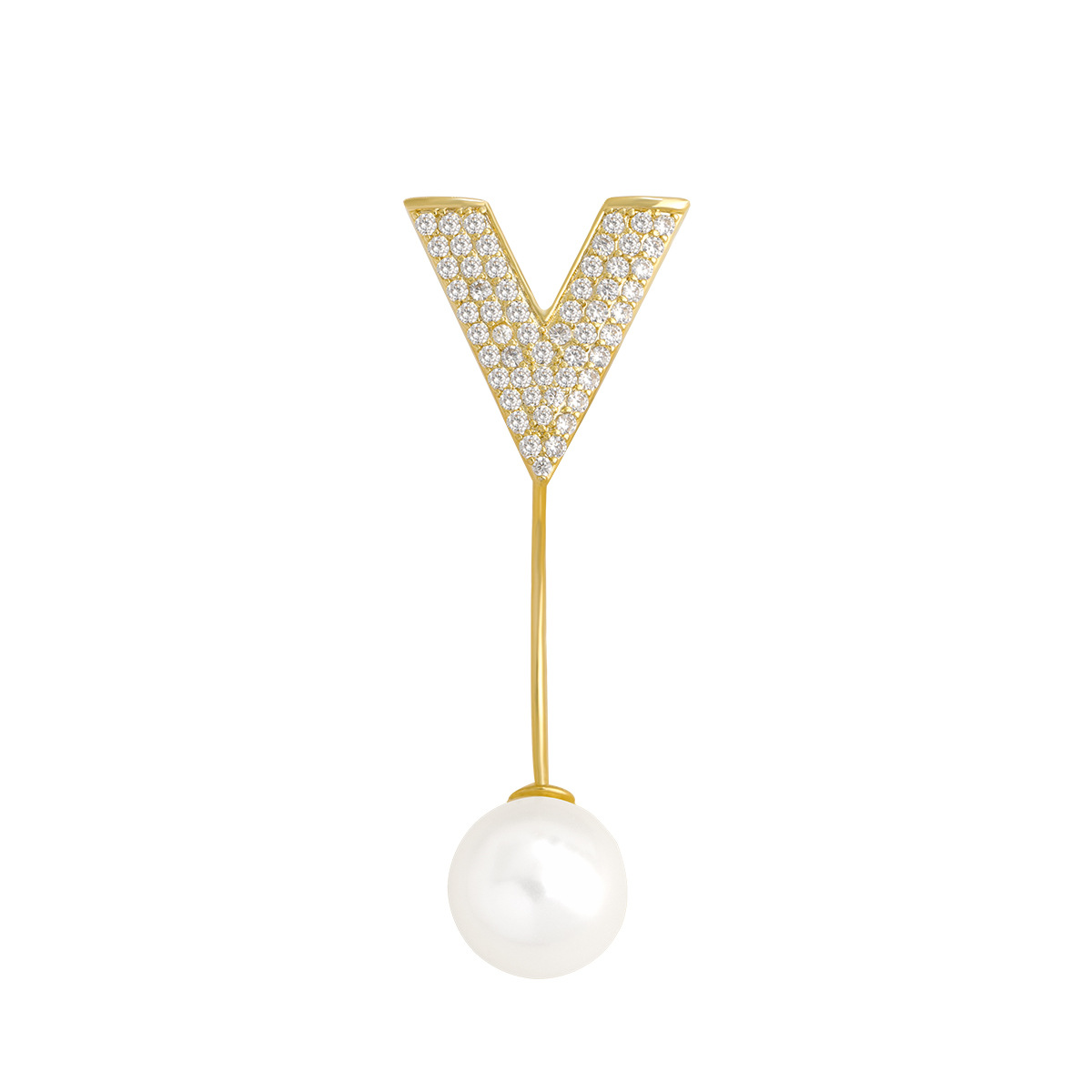 2021 new anti-glare V-shaped brooch with micro-inlaid zircon brooch, simple and high-end corsage clothing Item Picture