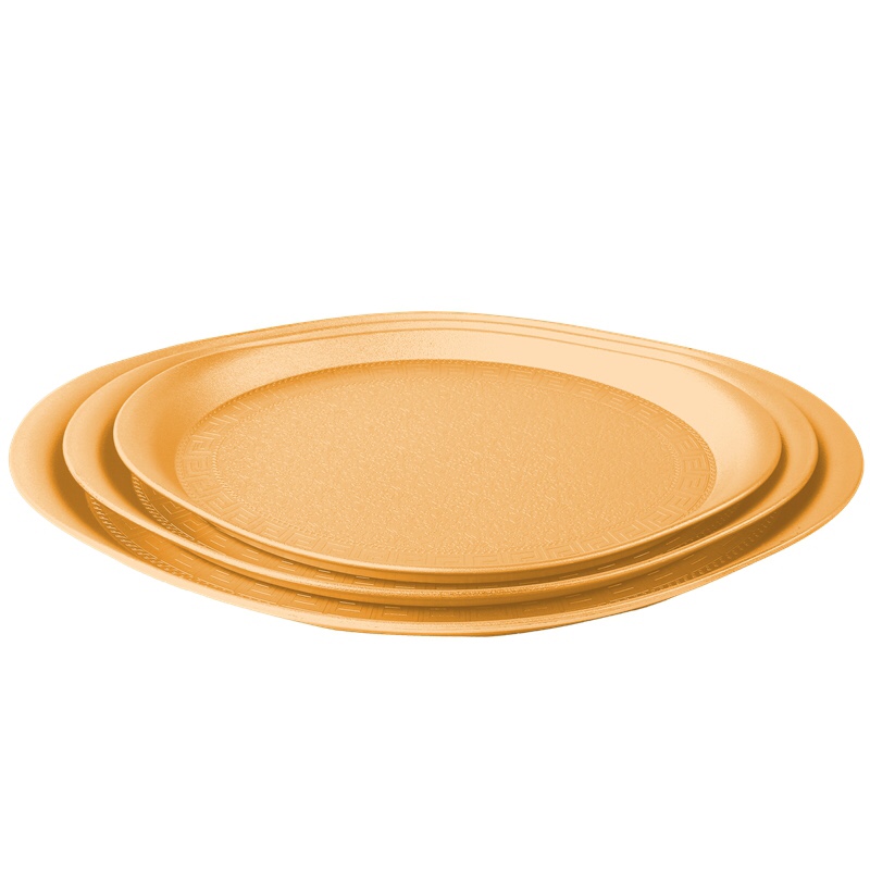 4718 新款北欧风圆形托盘陶瓷金边金色大理石纹盘子高档西餐盘牛排盘明军工艺