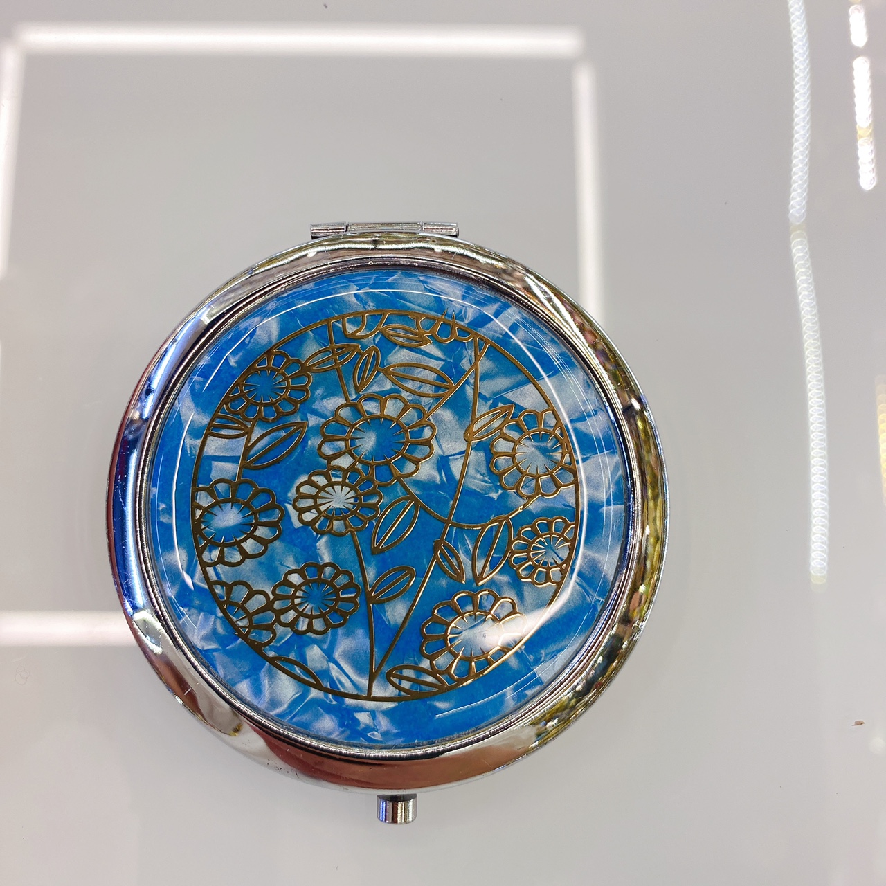 迪梦斯工艺品珠宝首饰盒镜子手工定制创意礼品镜子塑料金色镂空铬色镜子仿贝纹