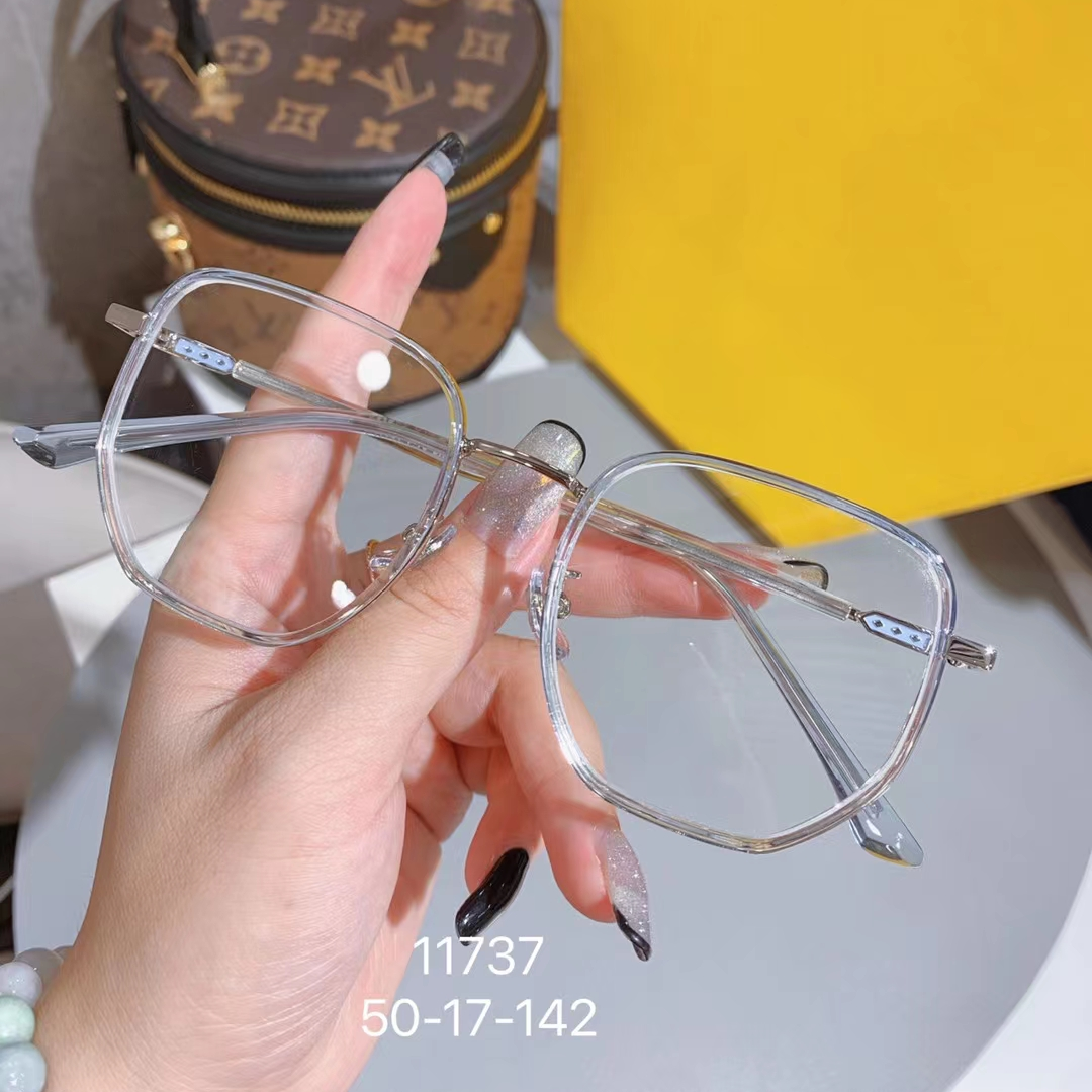11737金属圈中圈方形V边型镜架长胶套