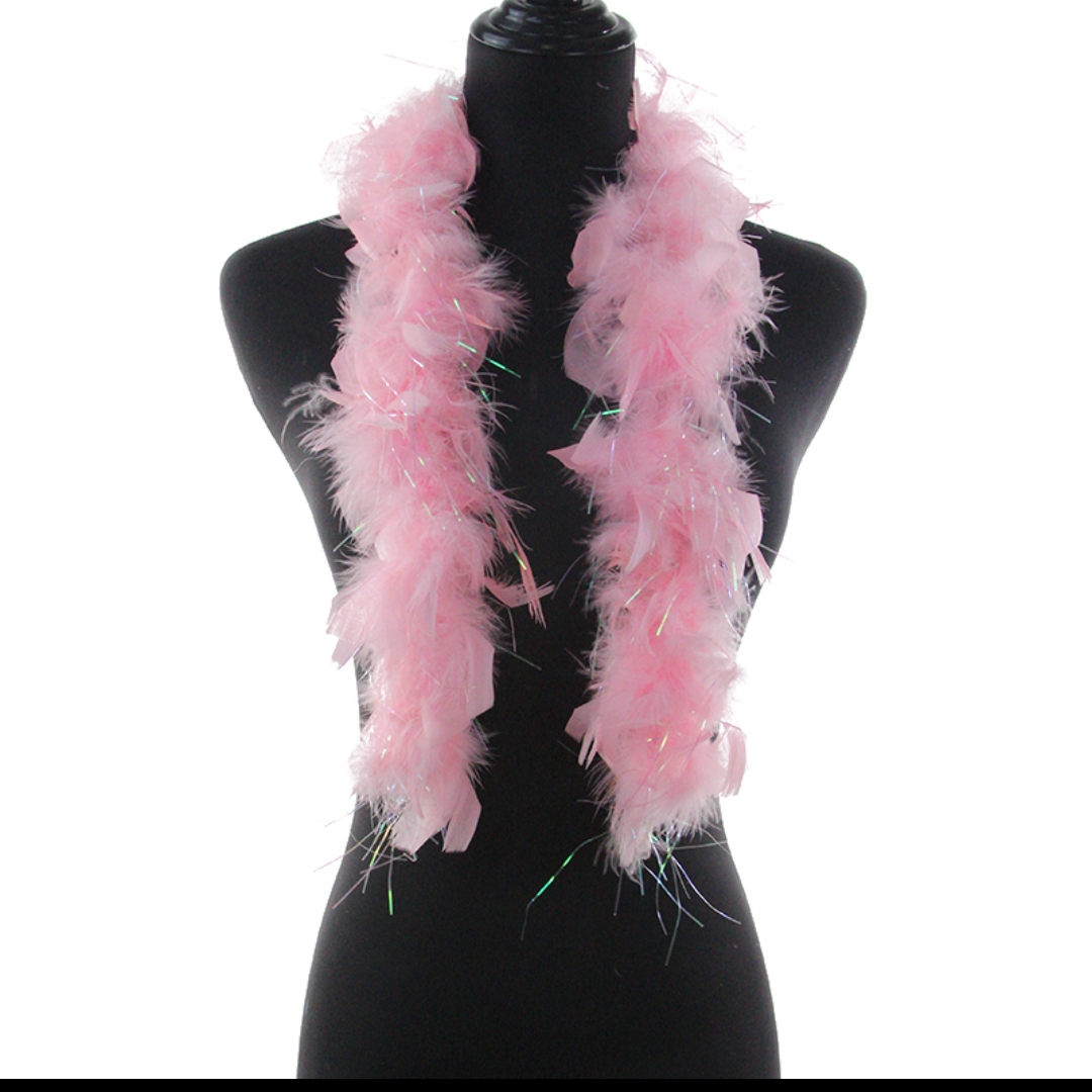 火鸡火片毛条加丝38克两米粉色