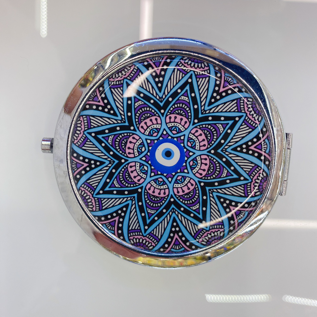 迪梦斯工艺品珠宝首饰盒镜子手工定制创意礼品镜子塑料金色镂空铬色镜子蓝眼睛图片图