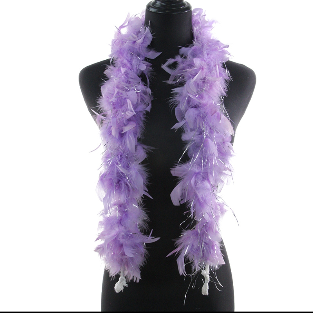 火鸡火片毛条加丝45克两米浅紫色