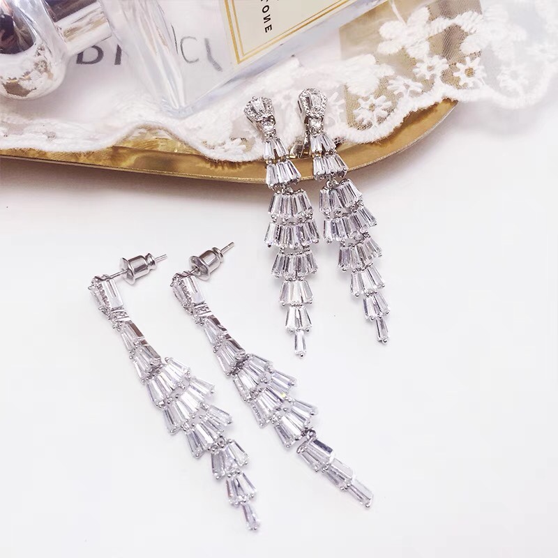 New drop femininity long earrings studs without piercings Ear clips Ear adornment trend