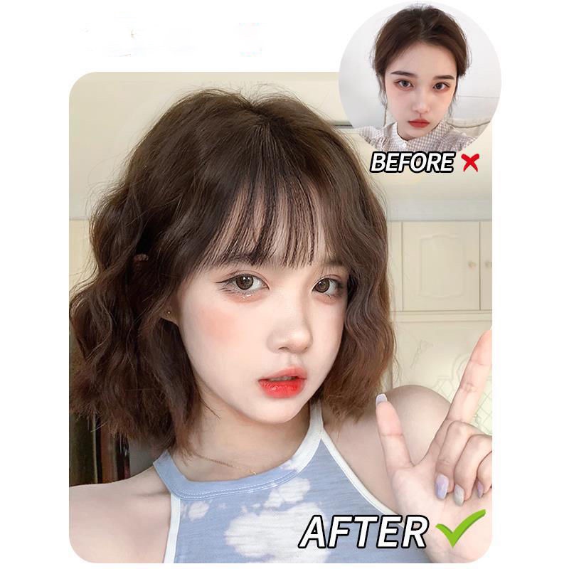 假发短发女夏法式刘海自然仿真锁骨长发全头套式假发套21