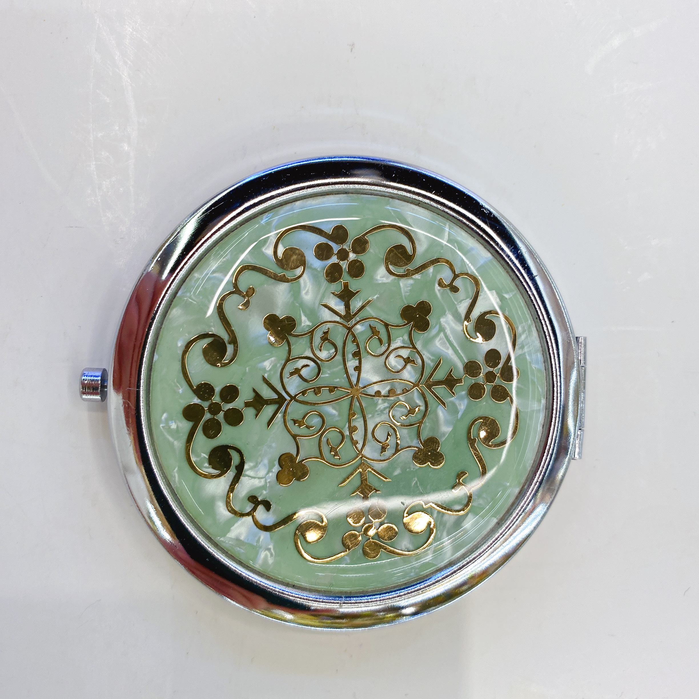 Dimengsi Handicrafts, Jewelry, Jewelry Box, Mirror, Hand-Customized Creative Gift Mirror, Plastic Gold Hollowed-Out Chrome Mirror, Imitation Shell Pattern A-03 Specification drawing