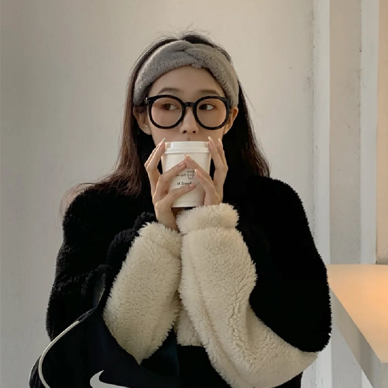 赵露思同款黑框眼镜女素颜神器防蓝光有度数近视眼镜框大脸显瘦（平光到-600度近视全部包邮）白底实物图