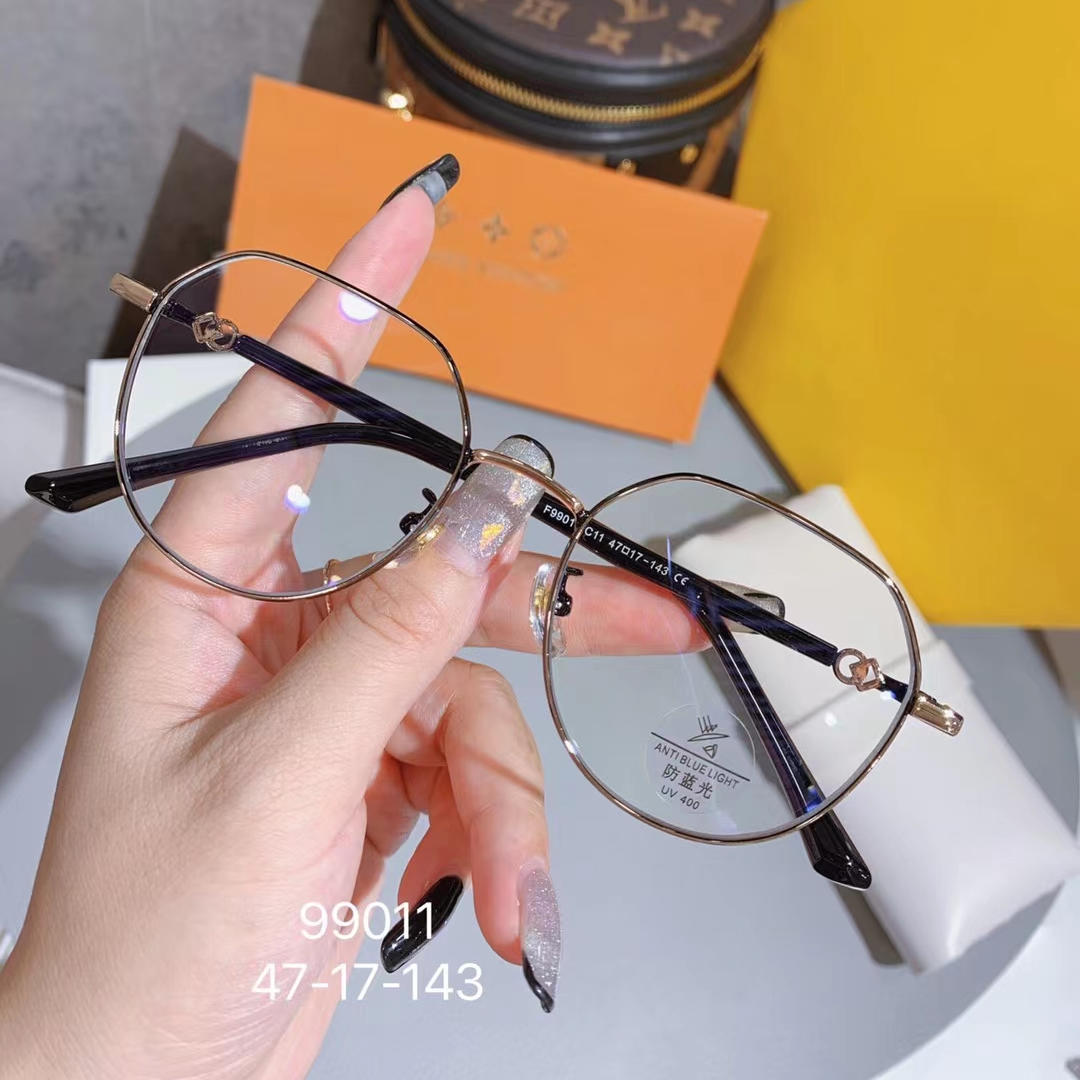 99011 Black metal retro eyeglass frame Eyeglass frame Metal square V-edge frame Long rubber sleeve allergic leg 5 color mix