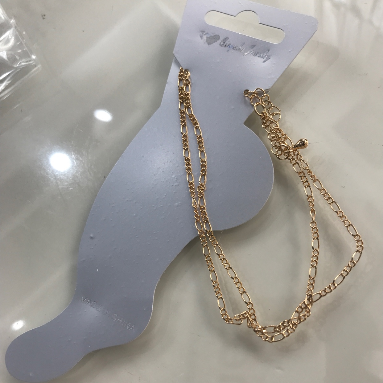极简个性双层脚链kc金脚饰ins韩版潮流女款珠子脚链饰品
