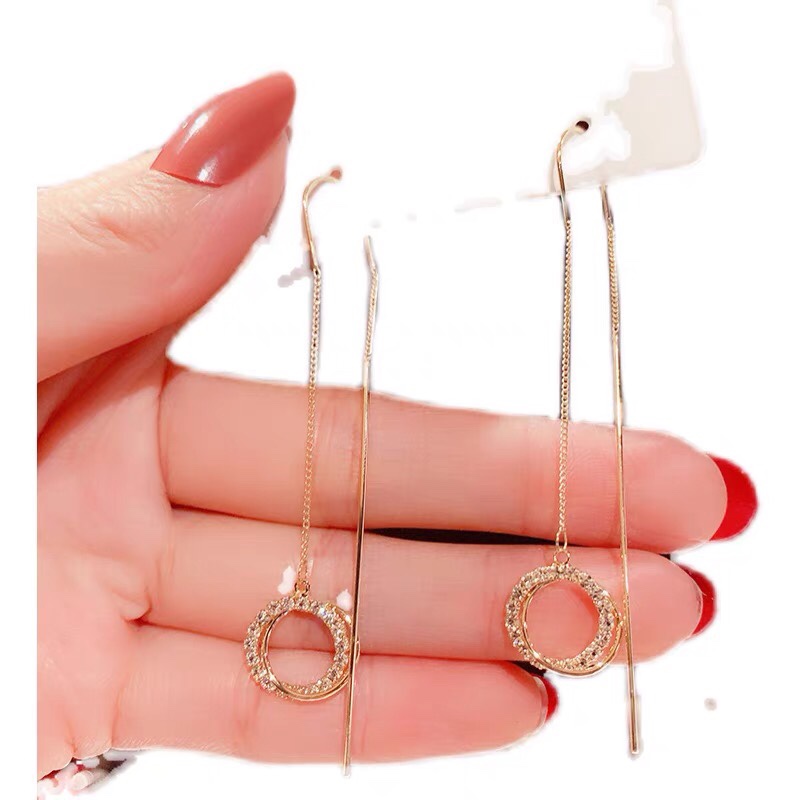 Gold-plated round ear line women's long tassel earrings personality fashion everything 2021 new trend thumbnail