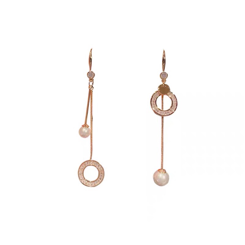 Pearl asymmetrical earrings Super Fairy Earrings Women's high touch fringe long drop earrings