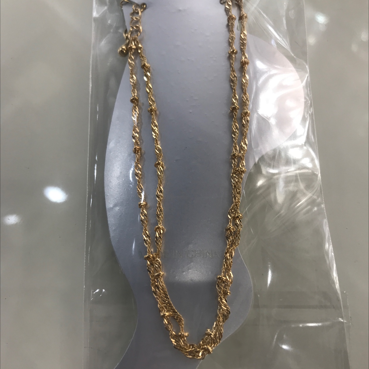 极简个性双层圆珠脚链kc金脚饰ins韩版潮流女款珠子脚链饰品