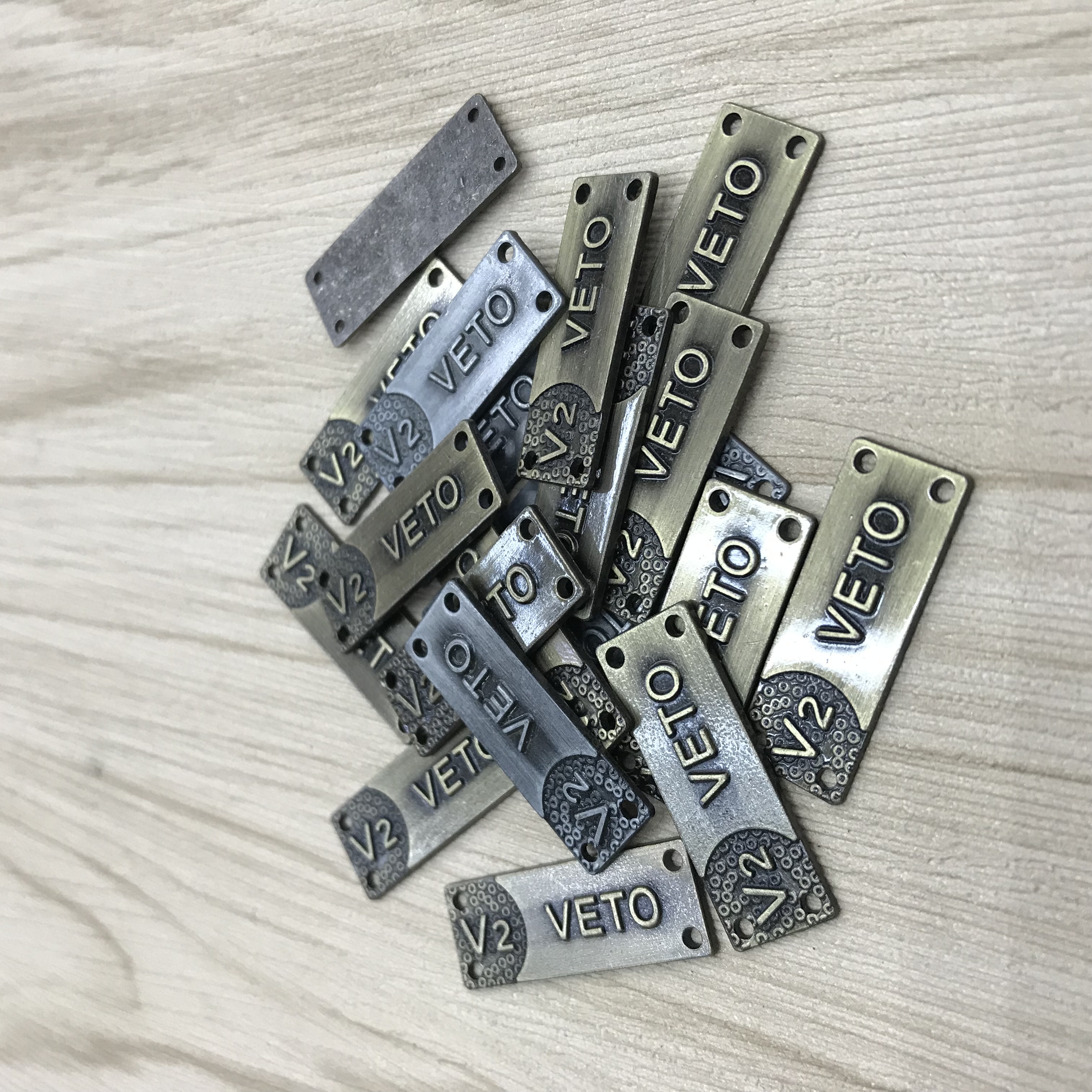 Antique brushed, retro and trendy hand-stitched label detail image 4
