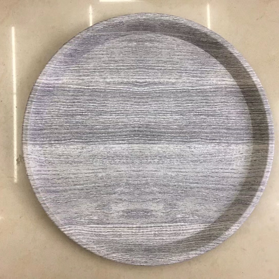 新款北欧风圆形托盘陶瓷金边金色大理石纹盘子高档西餐盘牛排盘4704