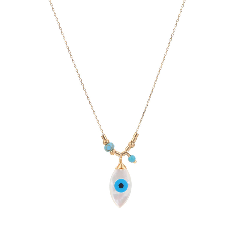 European and American necklace Women fashion temperament Sea shell Devil Eyes Palm four-leaf clover horse eye Pendant collar bone Necklace 2