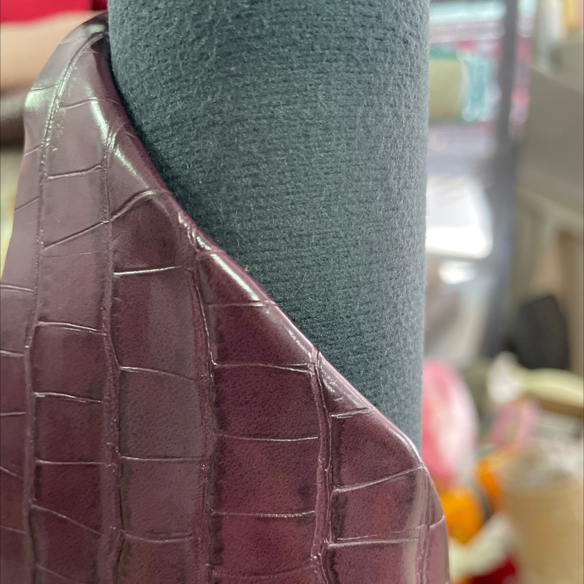pu small bamboo joint leather fabric bag belt accessories purple-red pu040 Specification image