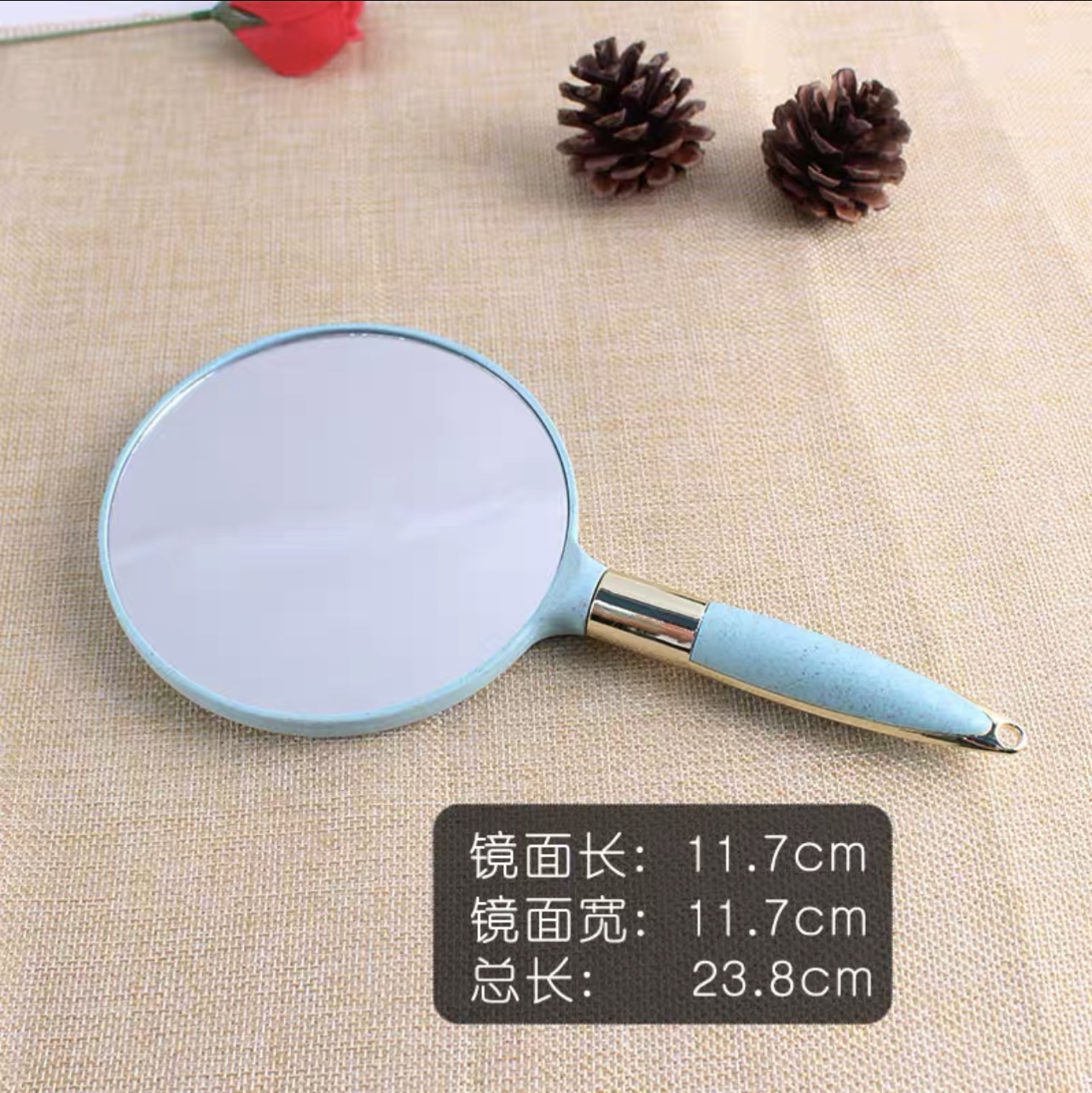 Espejo de madera espejo cosmético espejo de manija grande suministros de tatuaje de cuerpo estilo de escritorio retro europeo especial para salón de belleza toma de mano yuanlan espejo