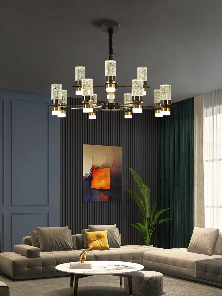 Moderno y minimalista sala de estar lámpara de colgante luz cristal de lujo columna lámpara de colgante inteligente nórdico diseño dormitorio comedor lámpara tricolor details Picture
