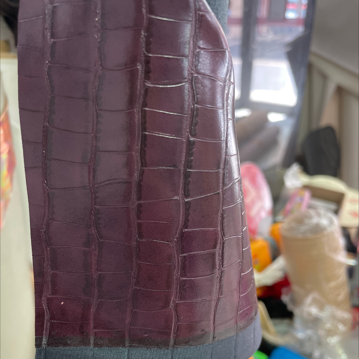 pu small bamboo joint leather fabric bag belt accessories purple-red pu040 Item Picture