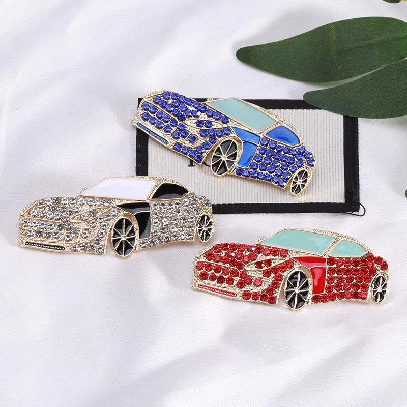 Drip-oil sports car diamond set into sports car pin brooch clothing accessories available in stock thumbnail