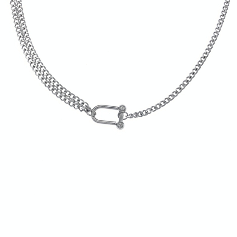 Fashion necklace Female Summer Casual Niche 2021 new on the new color Hip Hop punk T-shirt accessories U buckle necklace 83