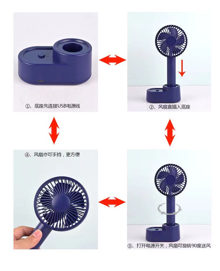 新款手持桌面旋转小风扇USB充电大风力静音迷你小风扇厂货批发礼品定制详情图7