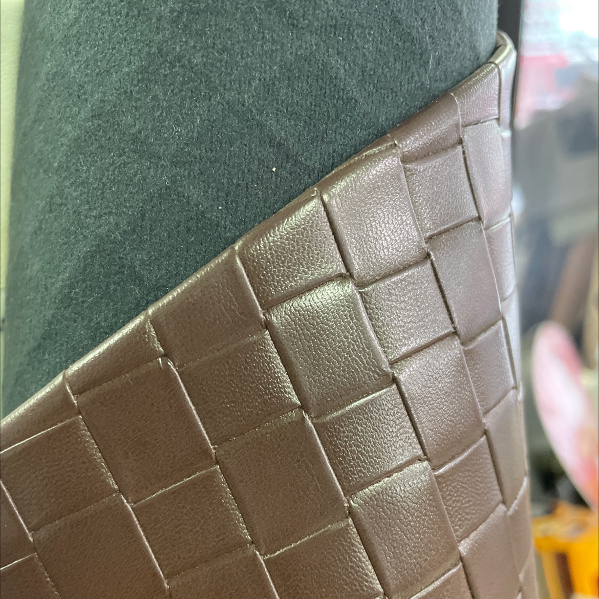 pu woven leather fabric bags, belts, accessories, coffee-colored pu029 details Picture