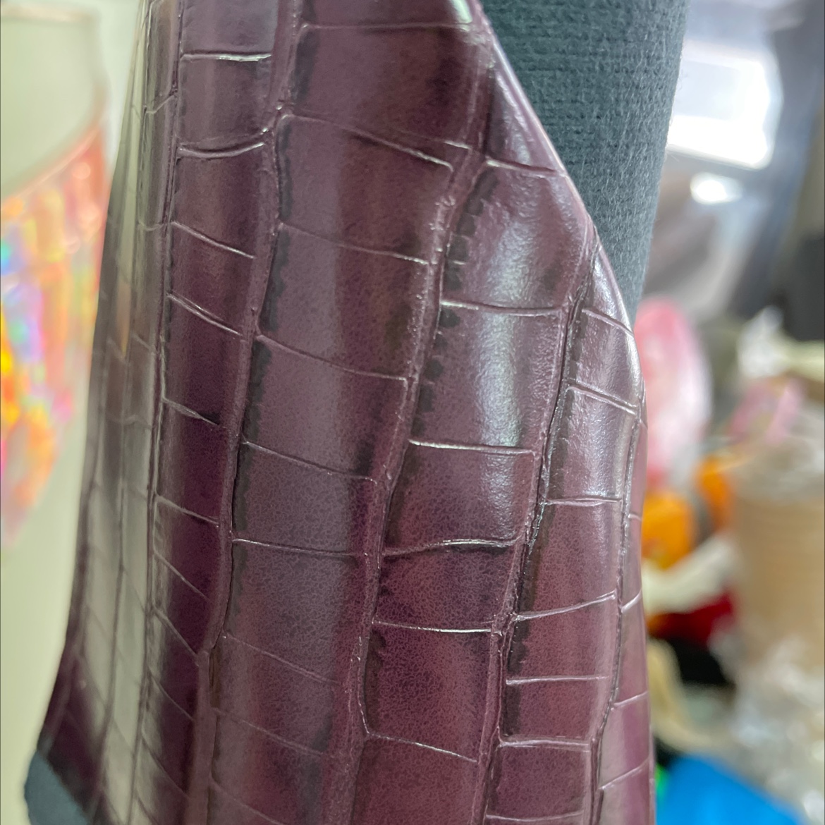 pu small bamboo joint leather fabric bag belt accessories purple-red pu040 details Picture