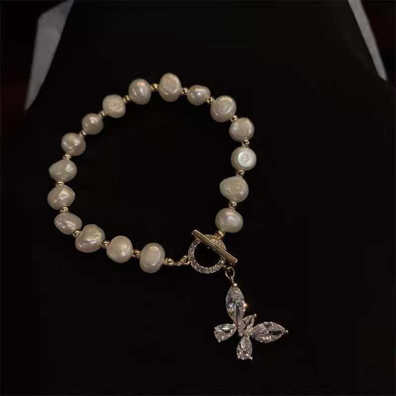 5 ten mile Champagne Star Colorful gradient color fresh water fancy Pearl bracelet Light luxury niche fine beads beaded