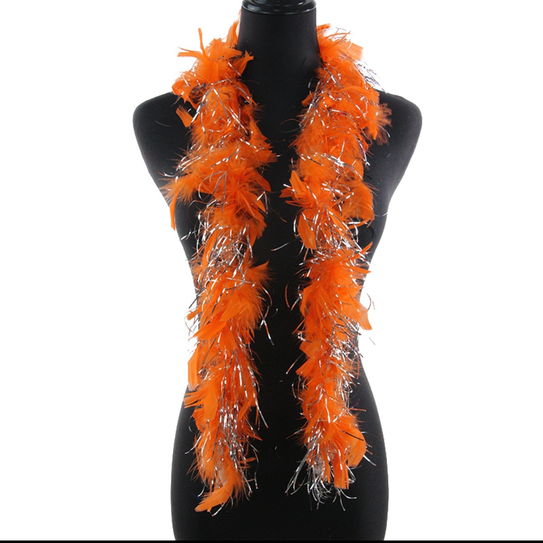 火鸡火片毛条加丝50克两米橘色