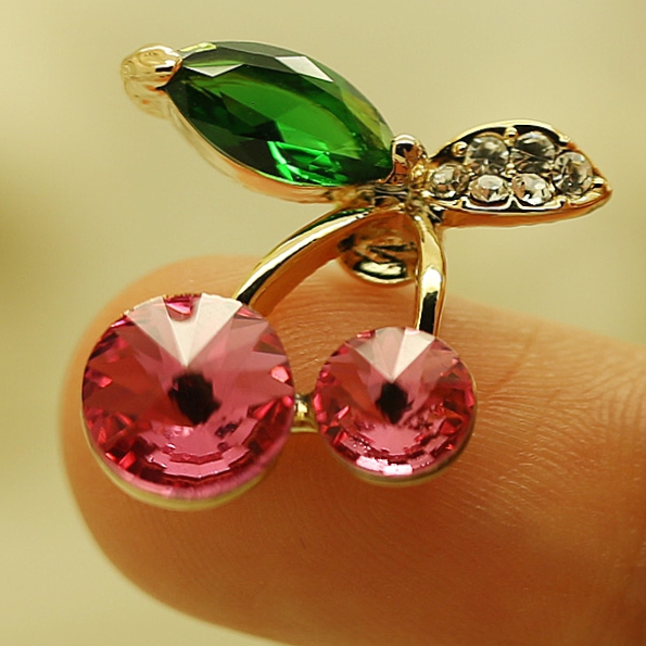 Zhejiang Sheng jewelry popular fashion ladies zircon cherry brooch corsage pin