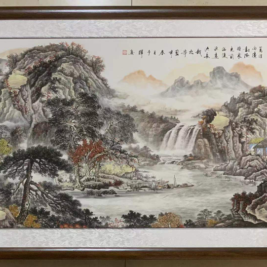 中国风套画条屏屏风卷轴画三尺四尺山水画装饰画