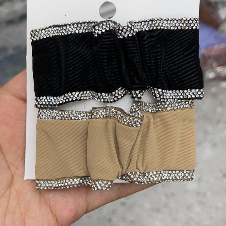 Full drill bilateral leather fold clip hair hoop Korean high sense satin fashion French fold head hoop 1 thumbnail