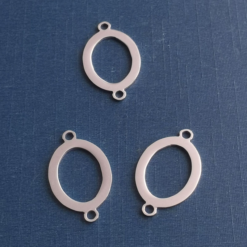 Double mirror polished stainless steel hollow ring connector necklace bracelet DIY jewelry accessories pendant
