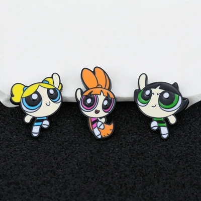 Creative cartoon cartoon character Brooch Orange Little girl Children's animated collar pin Alloy drop oil thumbnail
