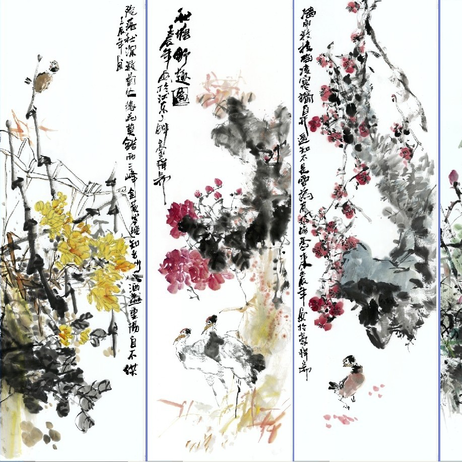 Chinese Painting Set Painting Strip Screen Scroll Painting Three Feet Four Feet Landscape Painting Decorative Painting