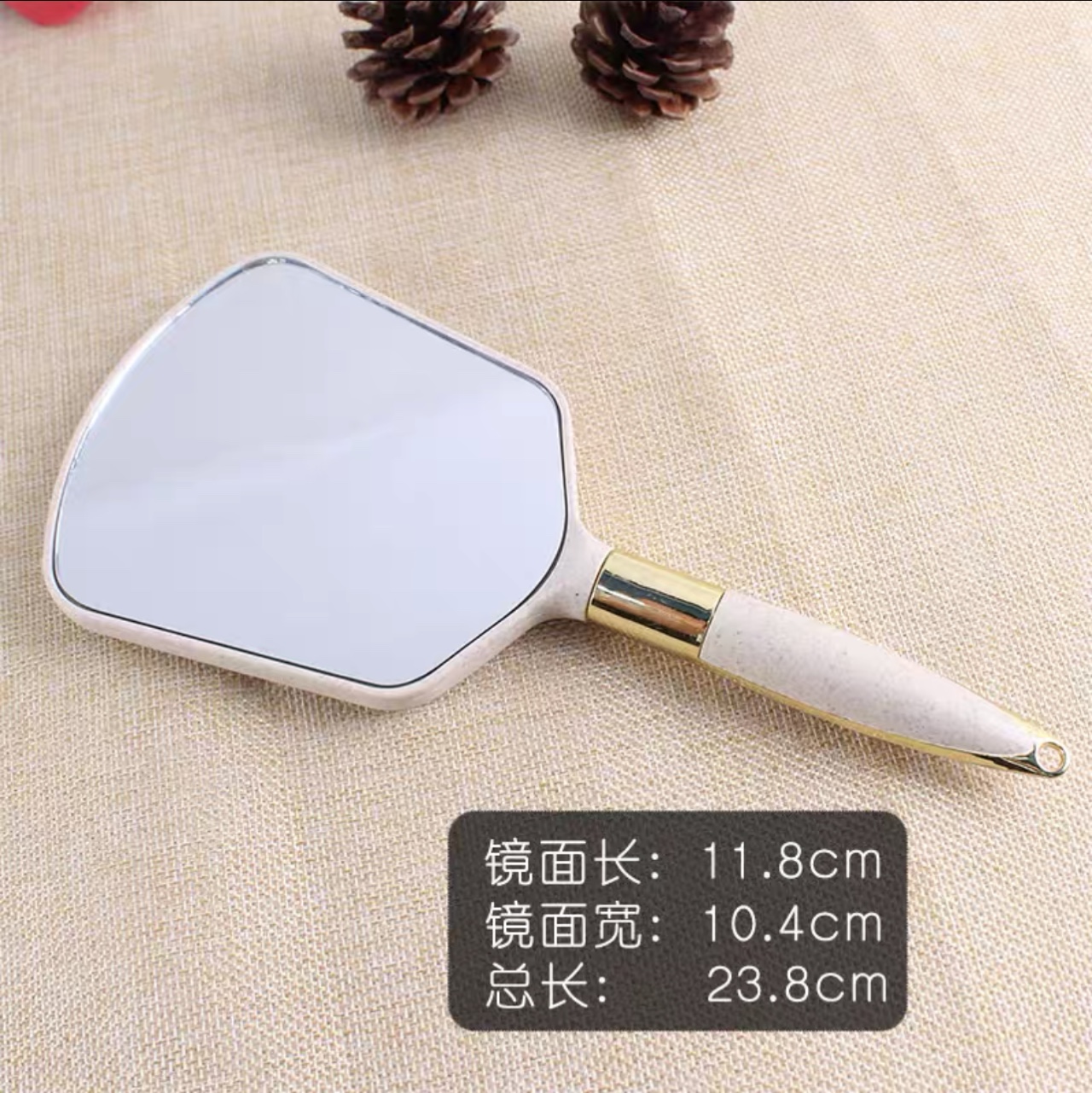 Espejo de madera espejo cosmético gran manija espejo body tattoo suministros estilo europeo retro escritorio salón de belleza especial mano tomar cuadrado blanco